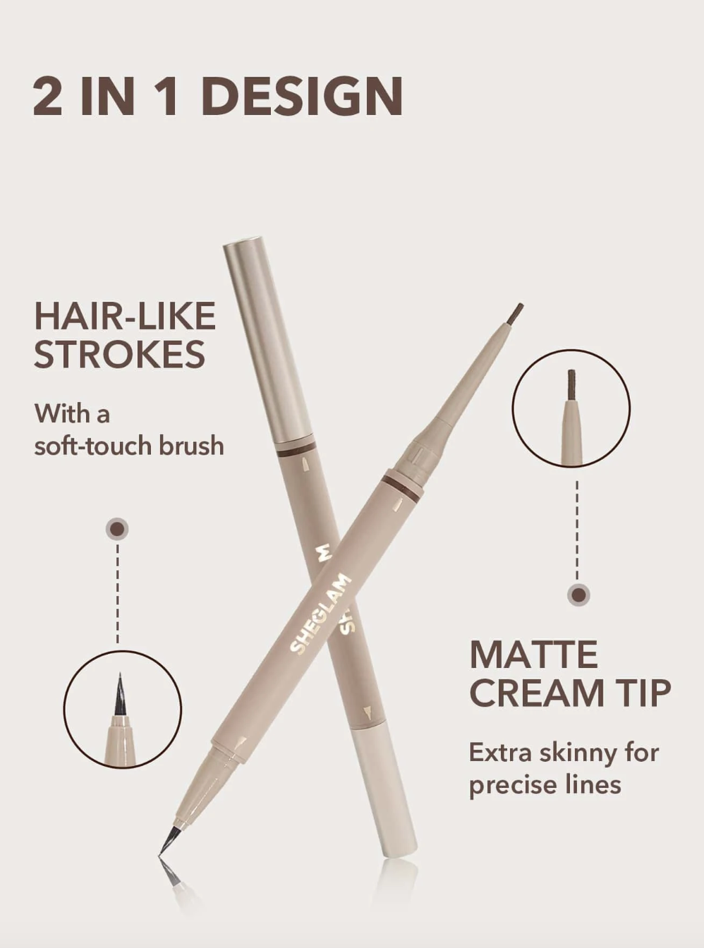 SHEGLAM 2-In-1 Waterproof Sweat-proof Natural Brow Filling Outlining Liquid Eyebrow Pencil