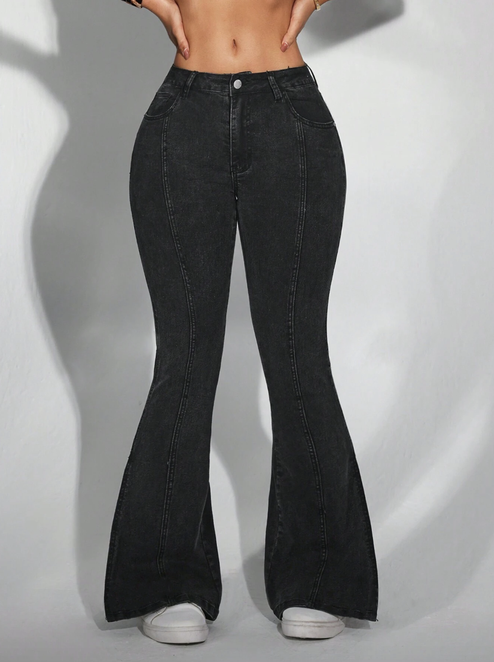 Casual Distressed Split Hem Slim Flare Jeans