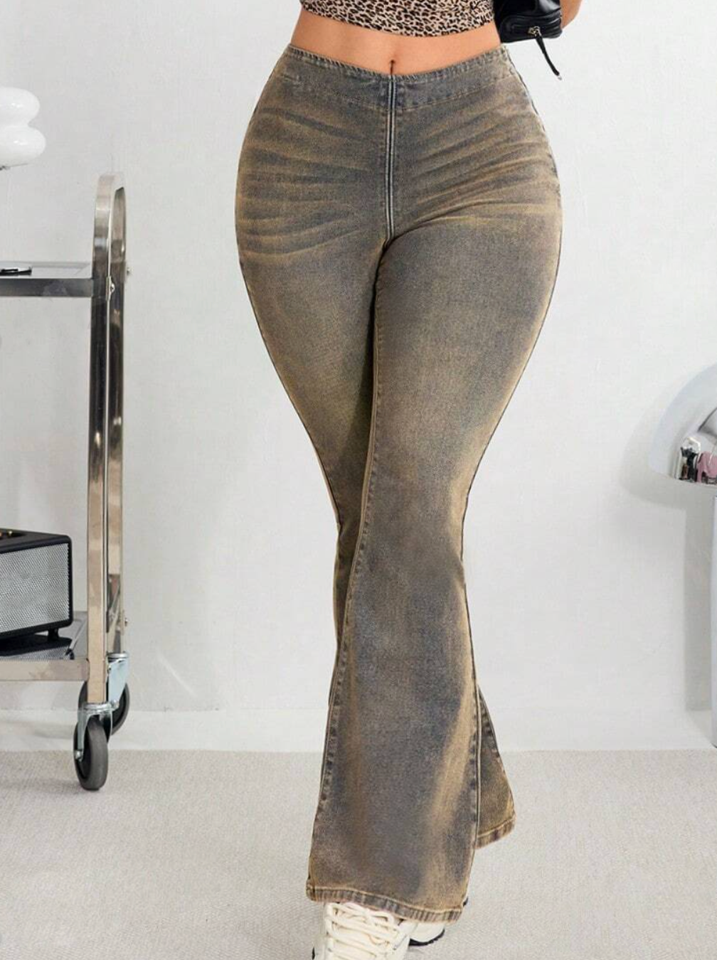 Cat Whisker Washed Flare Leg Jeans
