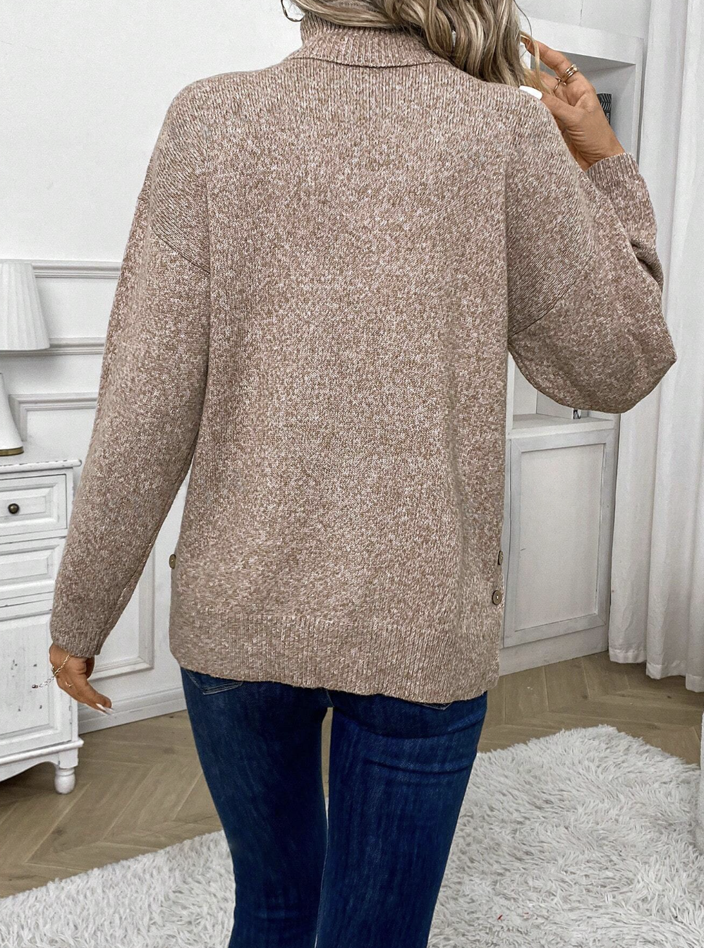 Turtleneck Drop Shoulder Sweater