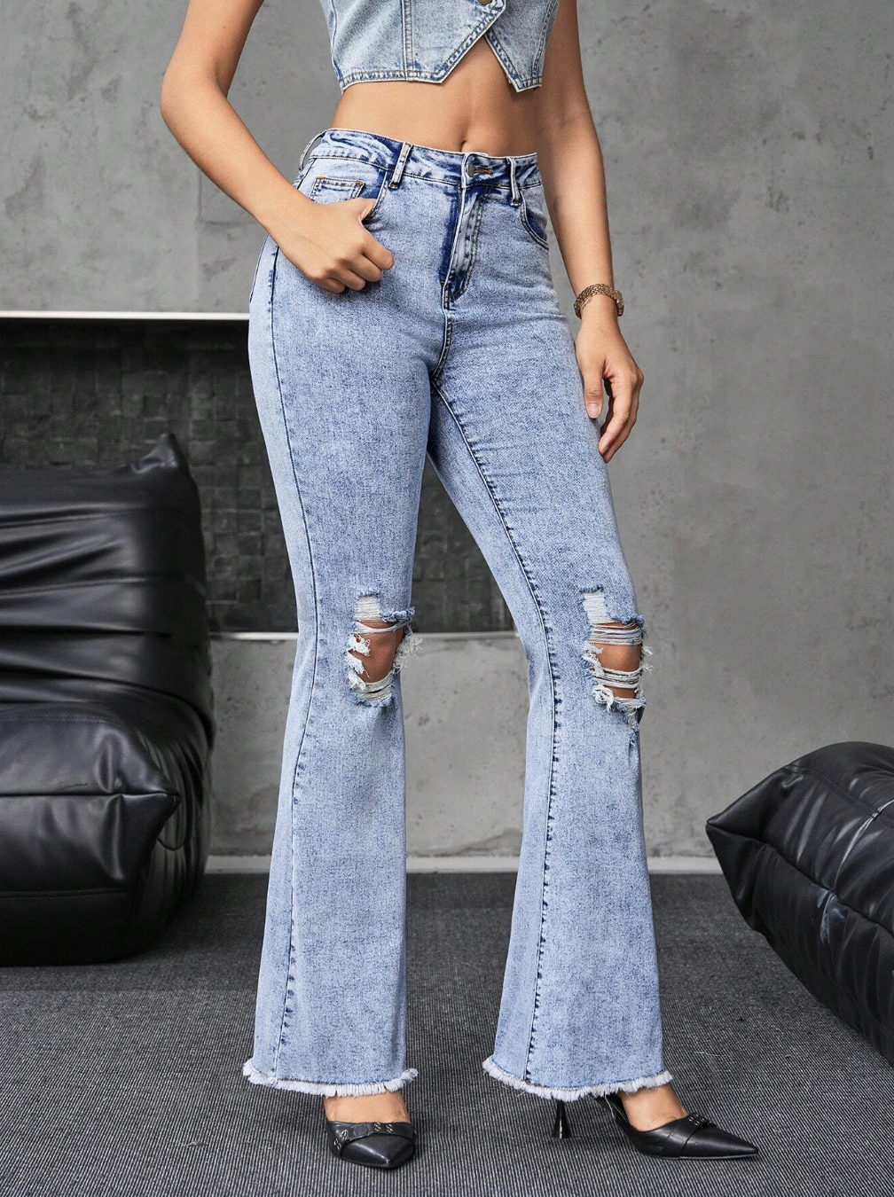 Ripped Flared Jeans