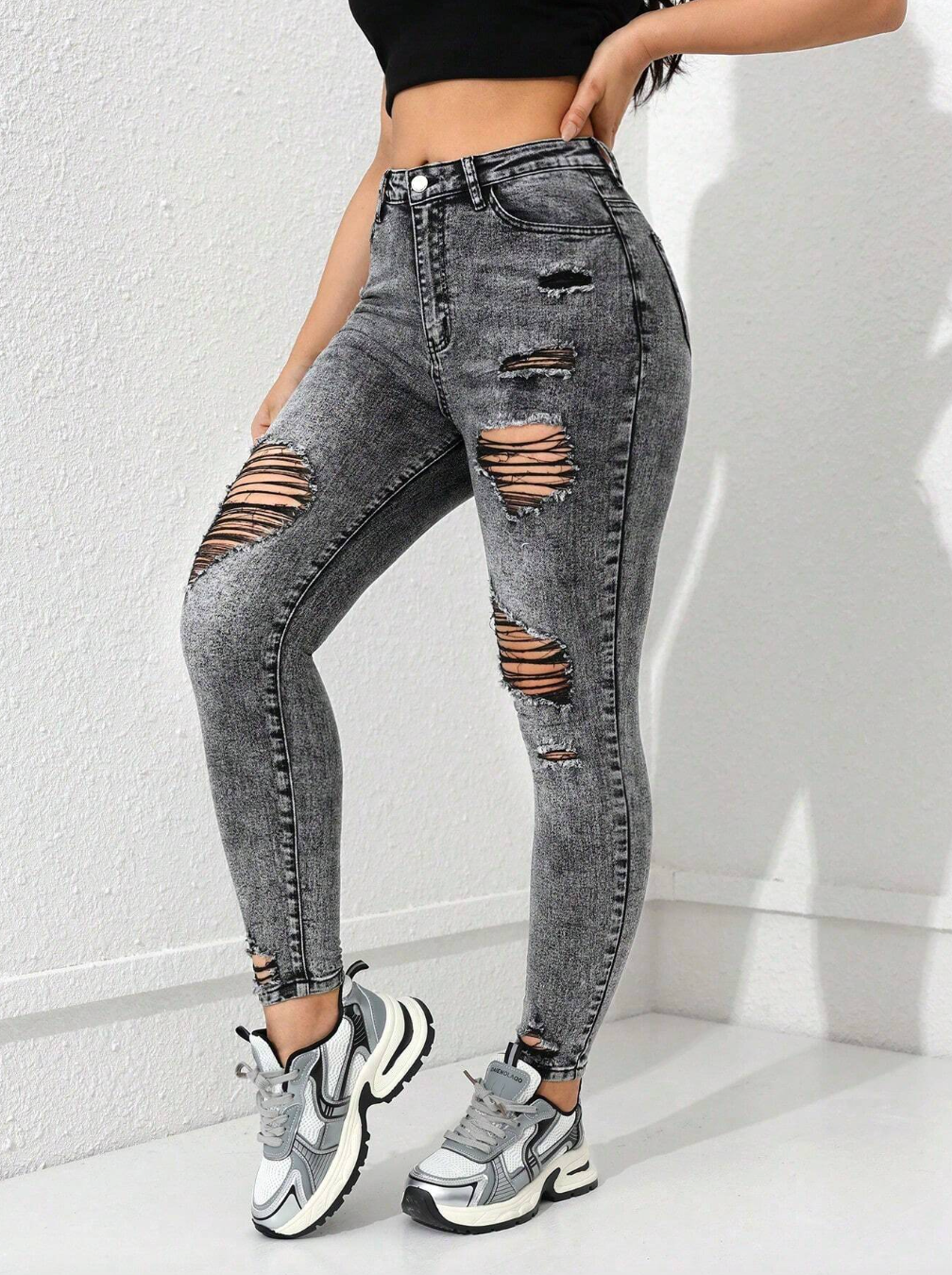 High Waist Ripped Jeans