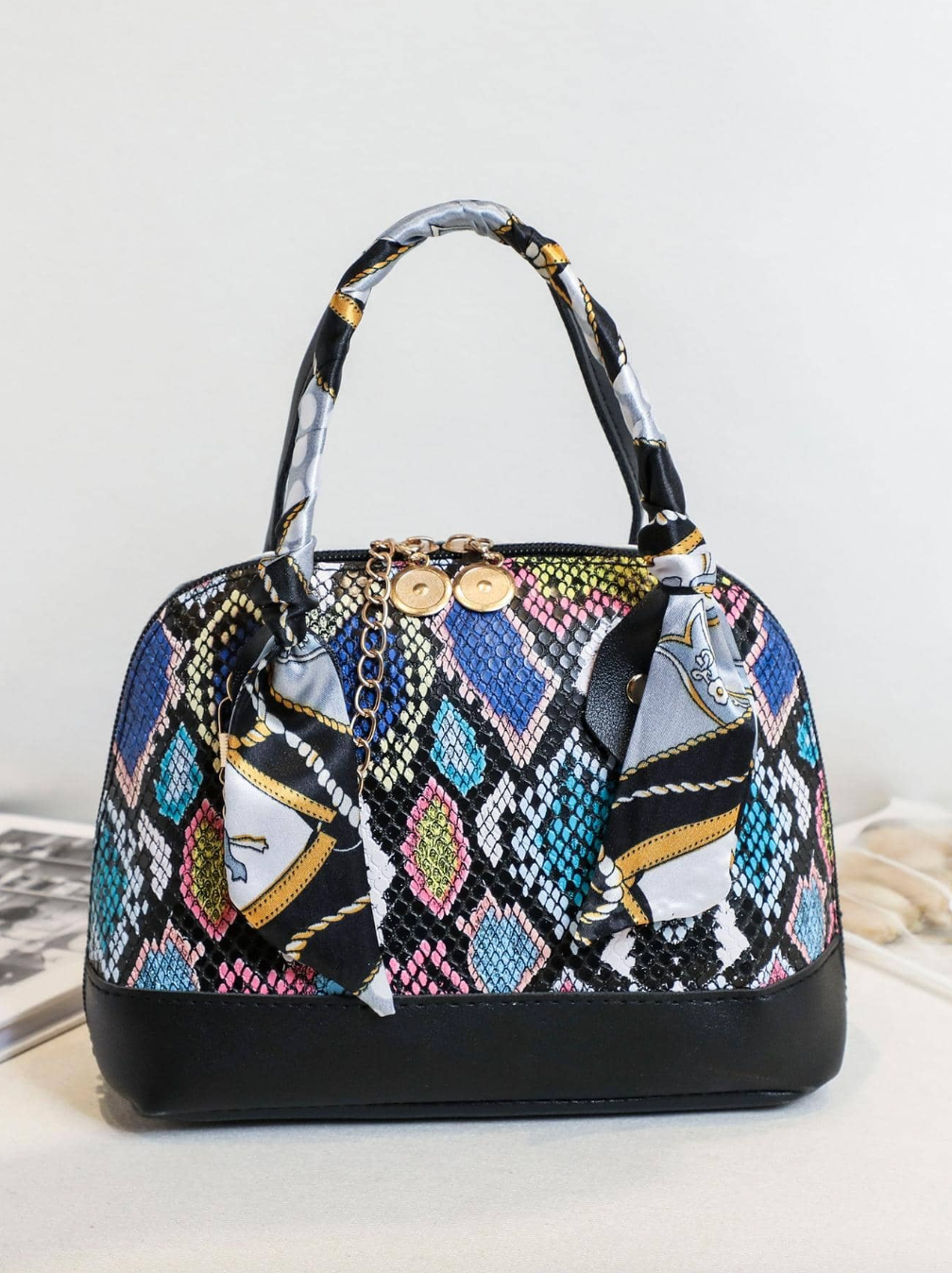 Mini Geometric Print Handbag