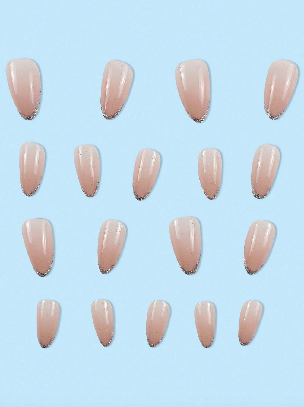 24pcs Gradient Pink & White False Nails