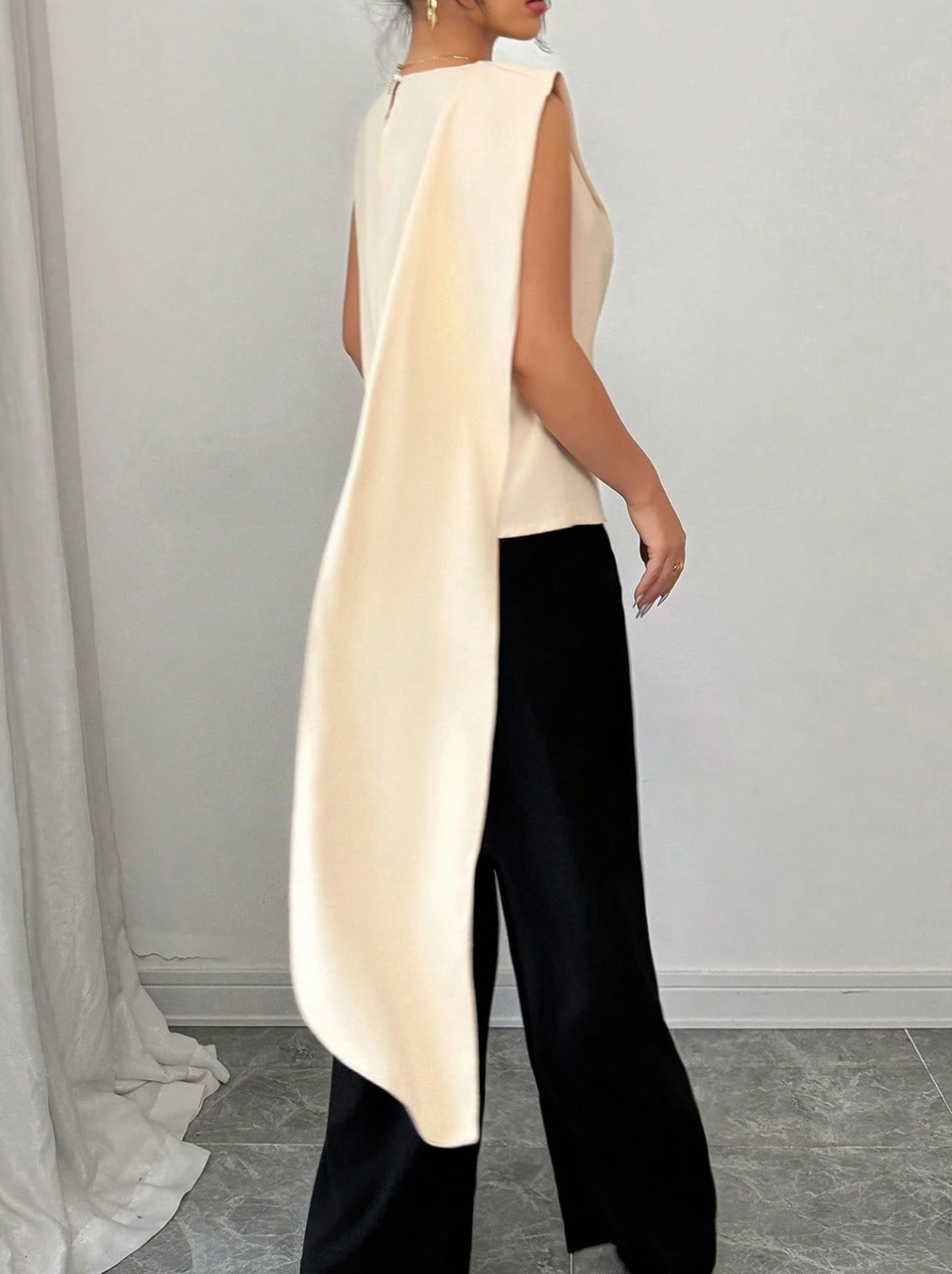 Elegant Satin Flutter Sleeve Blouse