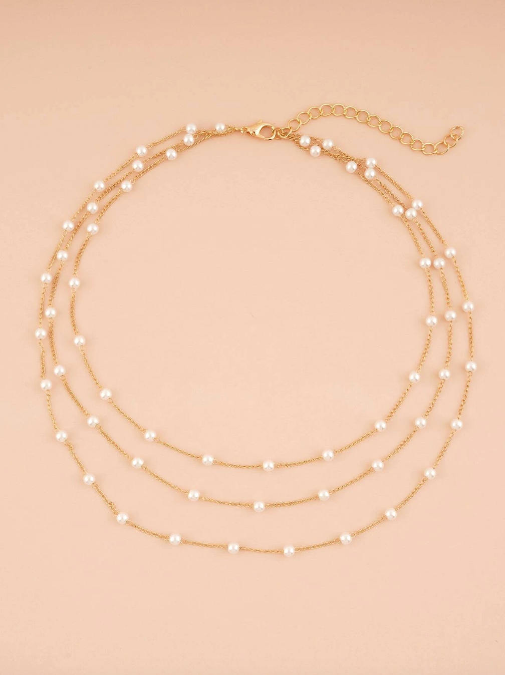 Faux Pearl Decor Layered Necklace