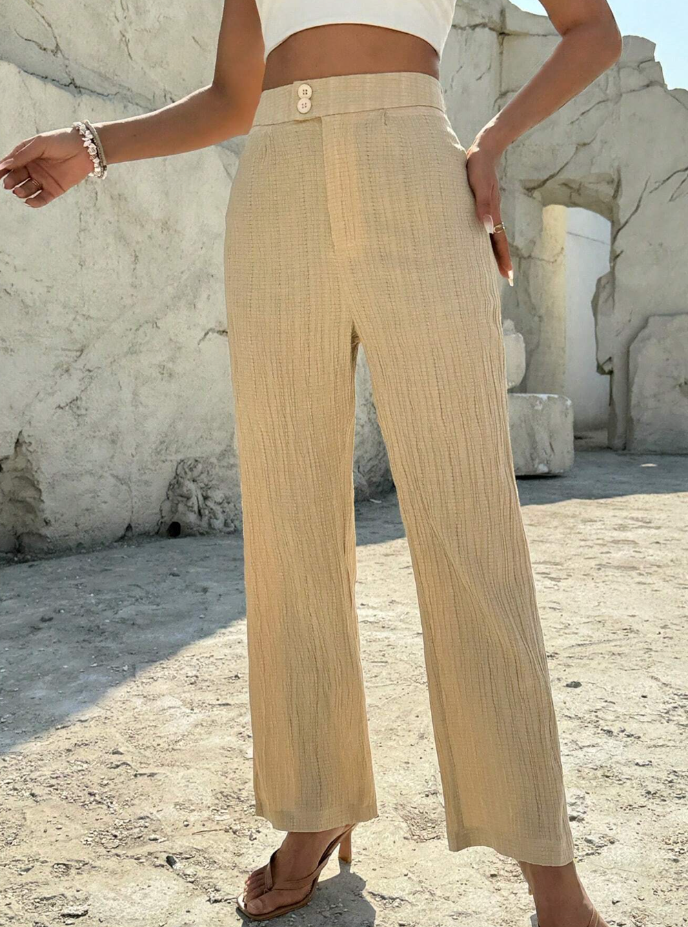 Solid Color Straight Cut Long Formal Pants