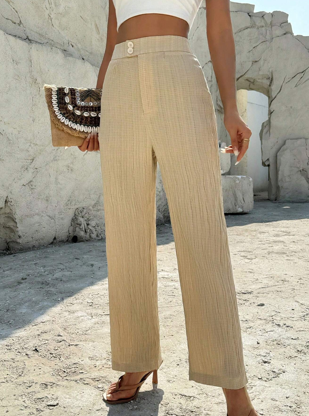 Solid Color Straight Cut Long Formal Pants