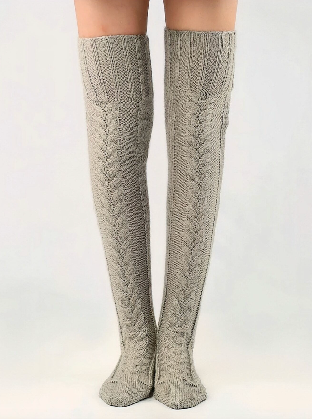 Warm Knit Foot Cover Knee High Thick Stockings