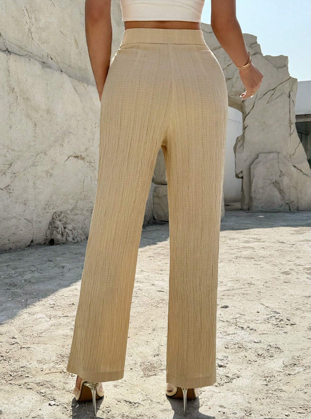 Solid Color Straight Cut Long Formal Pants