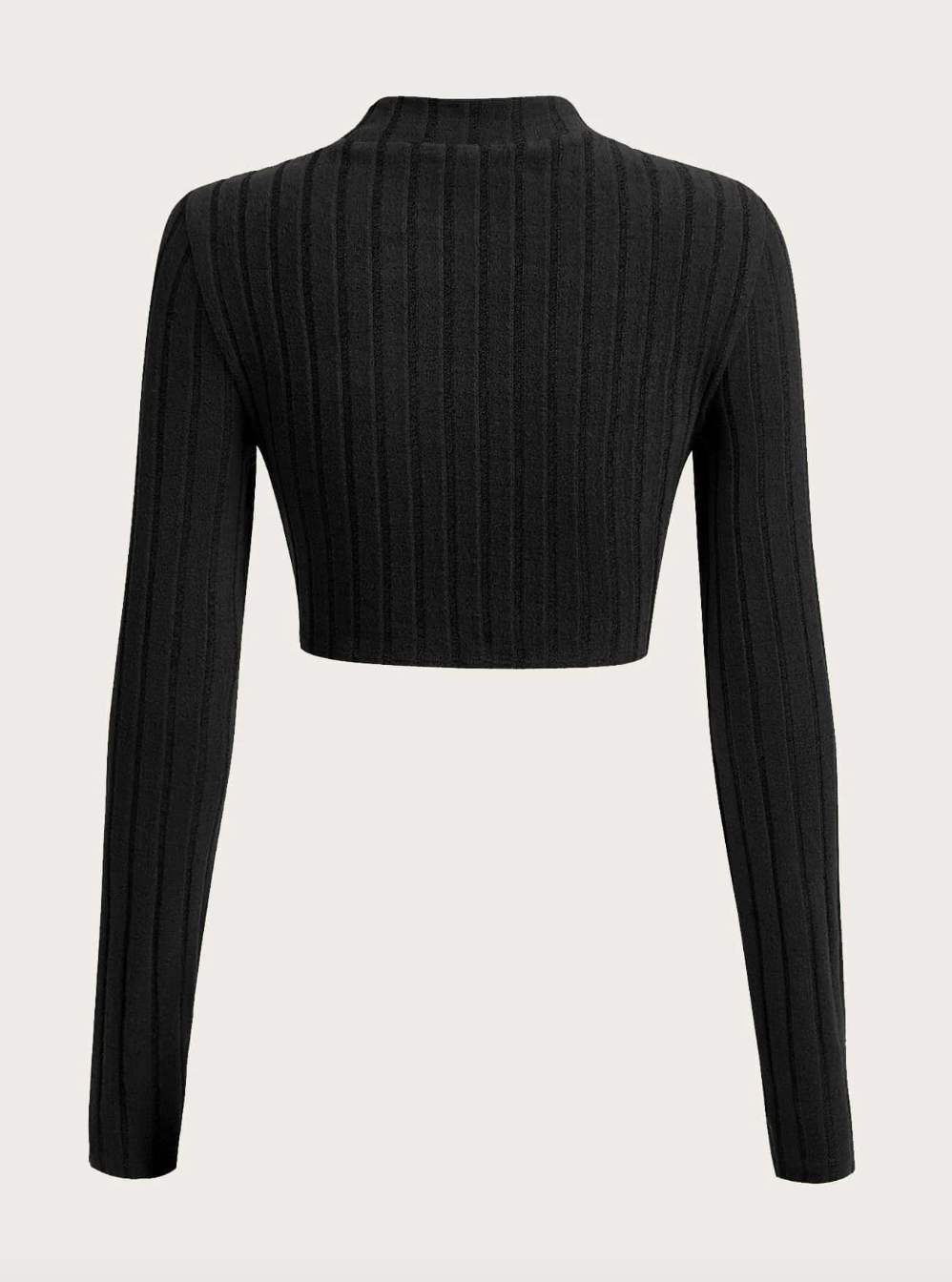 Front Cut  Mock Neck  Crop Tee