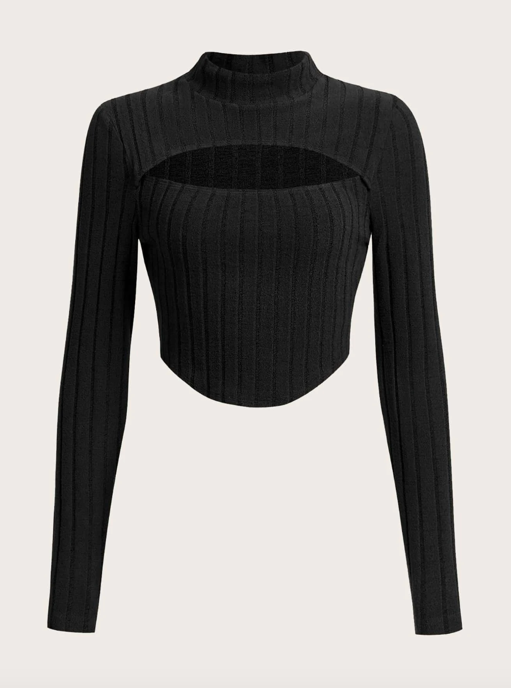 Front Cut  Mock Neck  Crop Tee