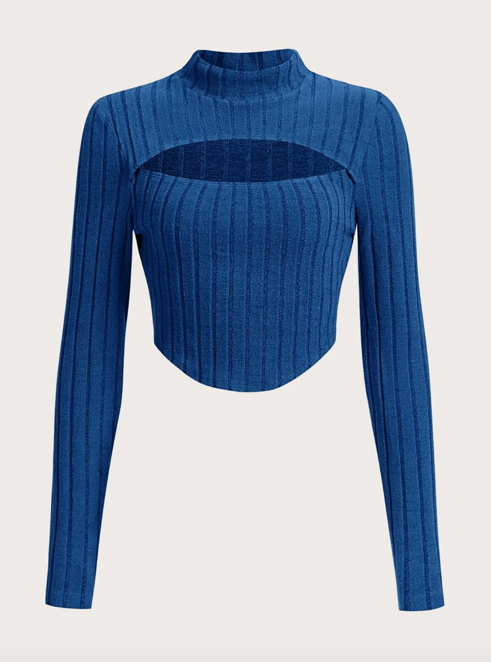 Front Cut  Mock Neck  Crop Tee