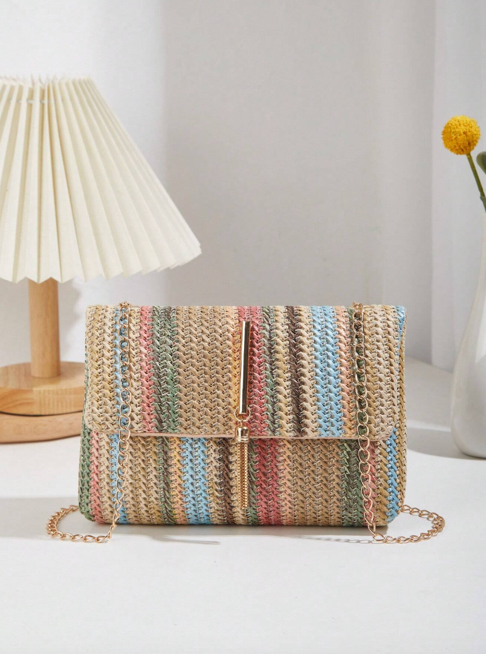 Colorful Striped Pattern Handbag