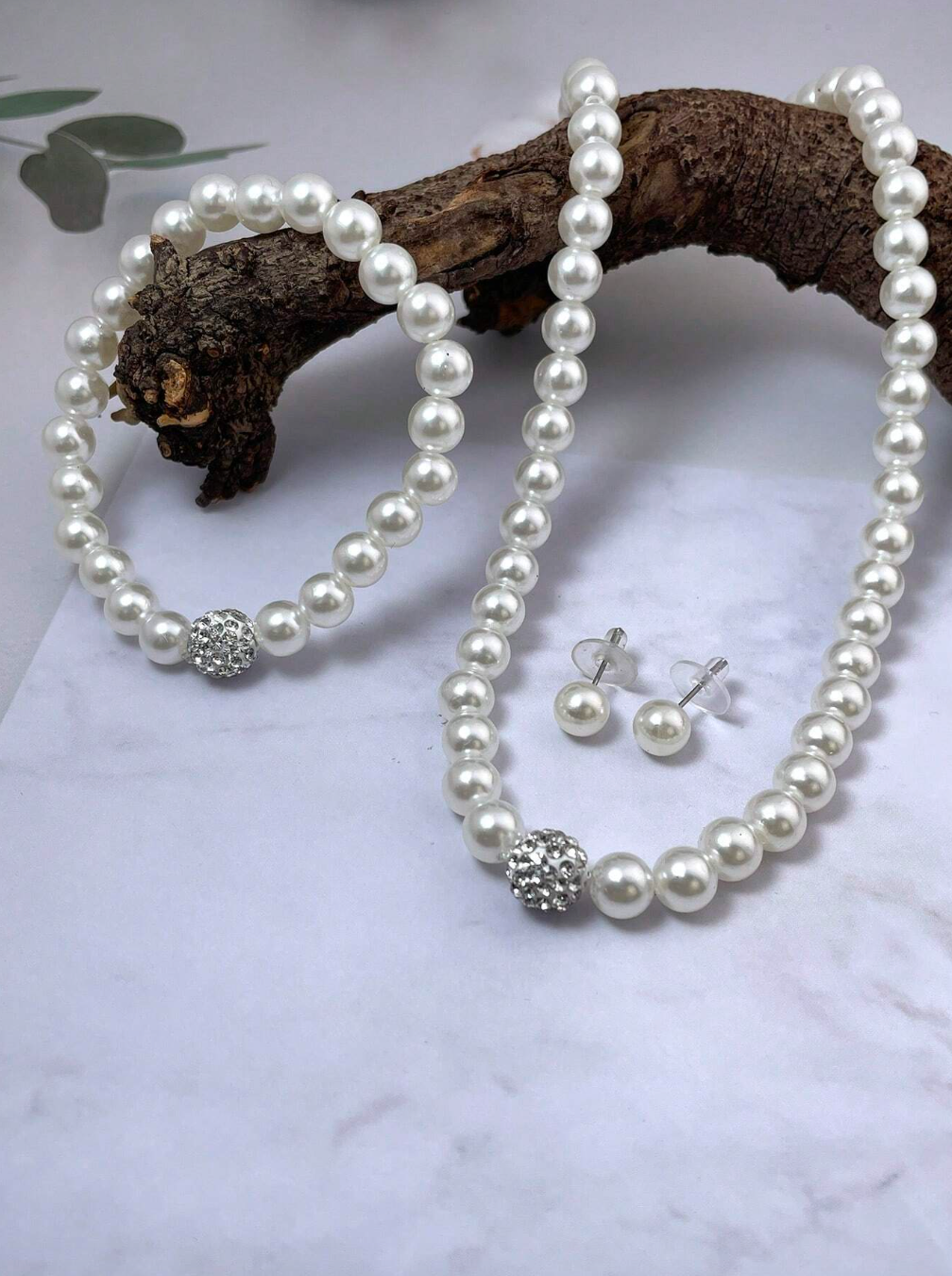 4pcs/Set Pearl Necklace With Matching Earrings And Bracelet