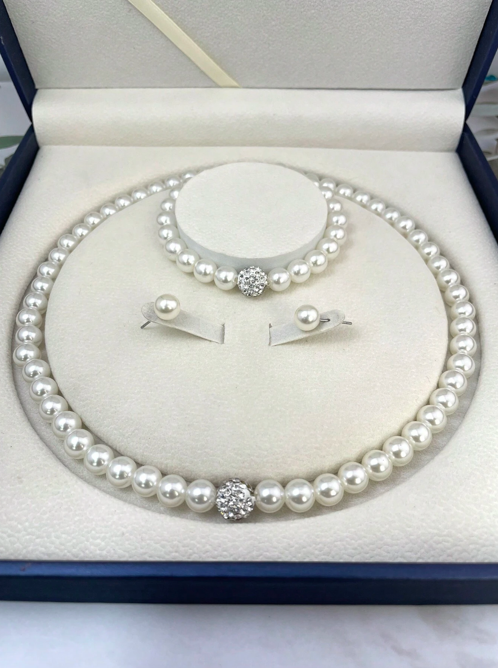 4pcs/Set Pearl Necklace With Matching Earrings And Bracelet