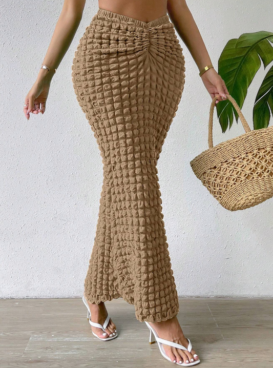 Solid Ruched Mermaid Skirt