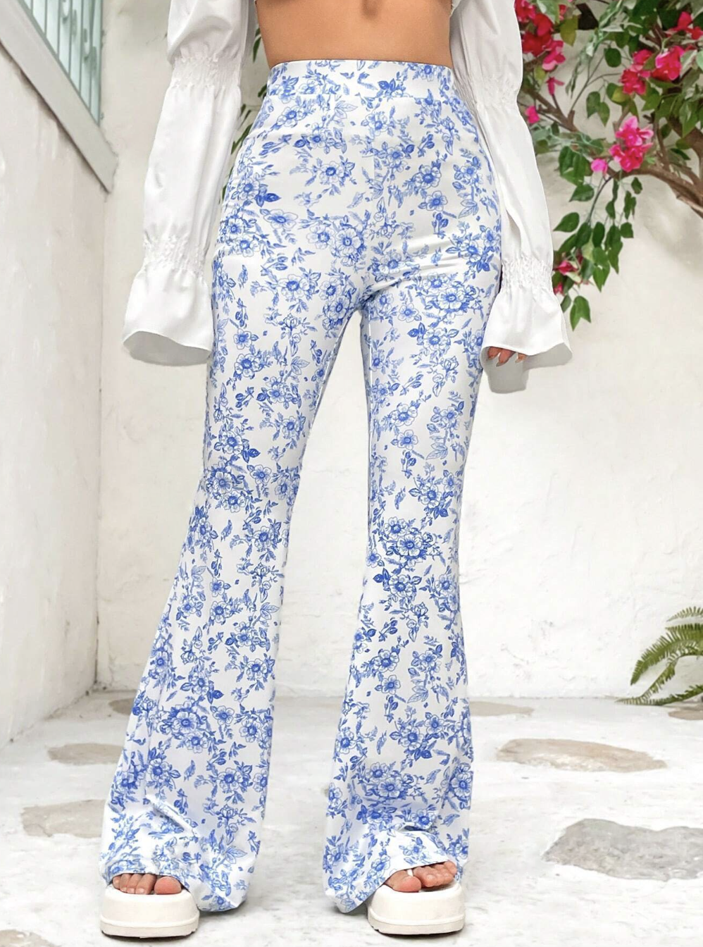 Floral Print Flare Pants