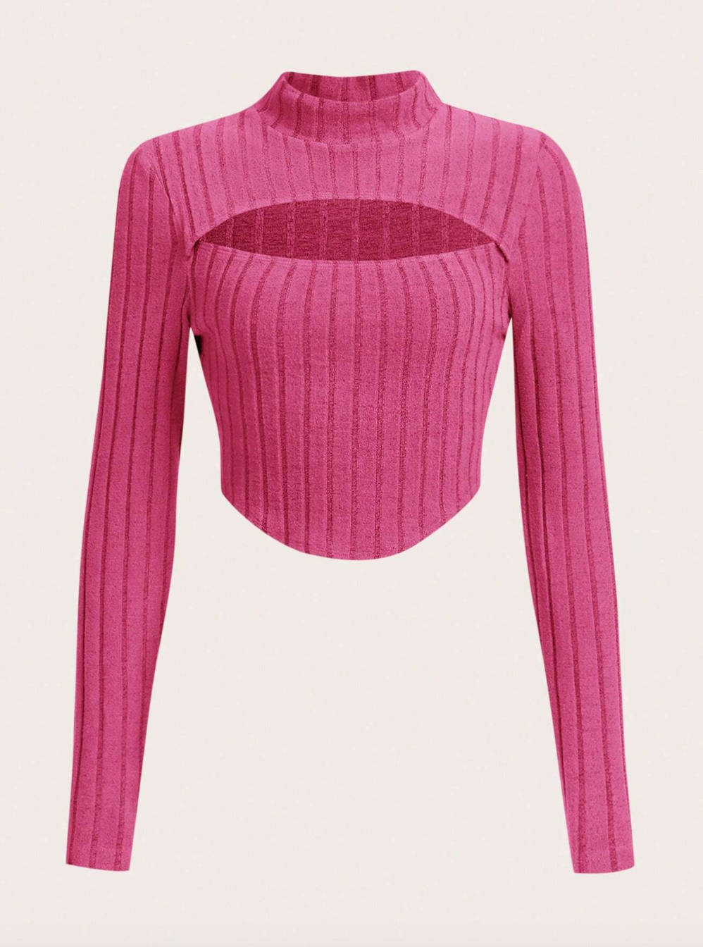 Front Cut  Mock Neck  Crop Tee