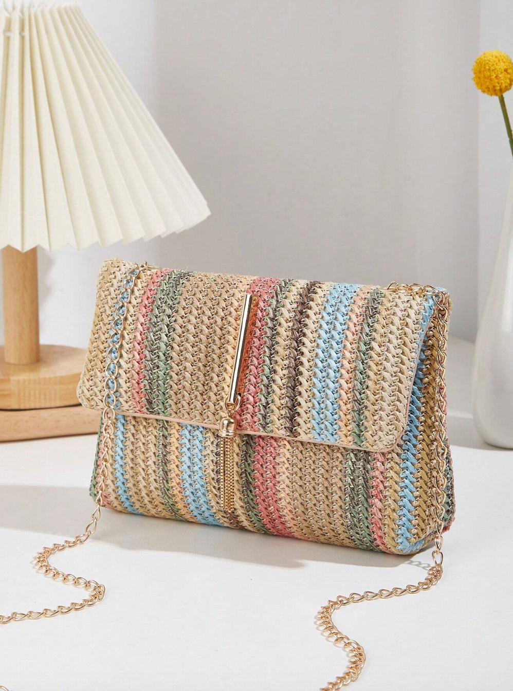 Colorful Striped Pattern Handbag