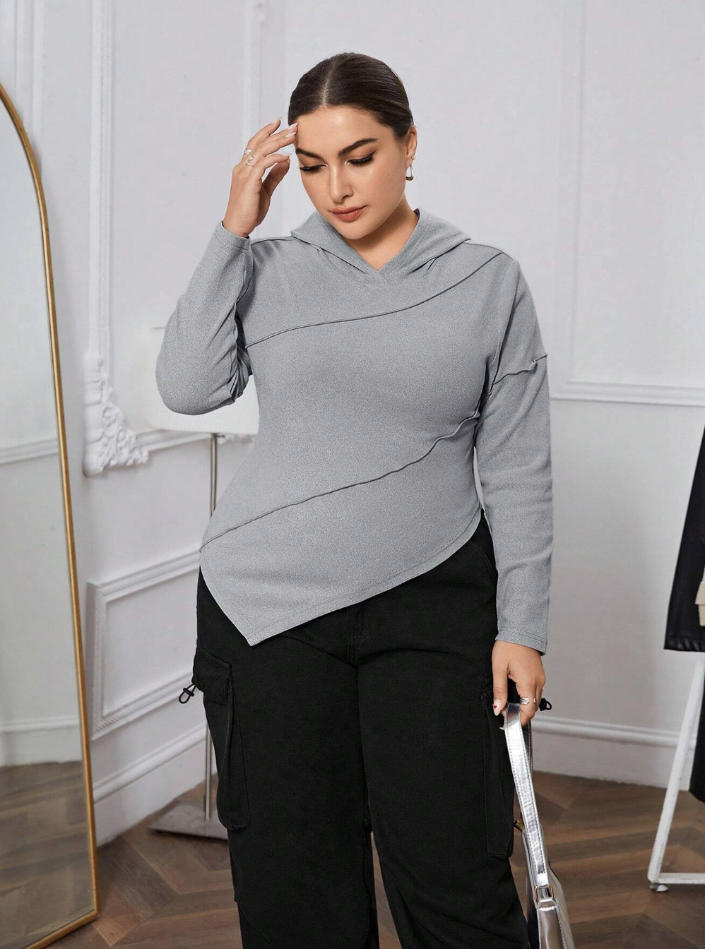 Plus Size Hooded T-shirt