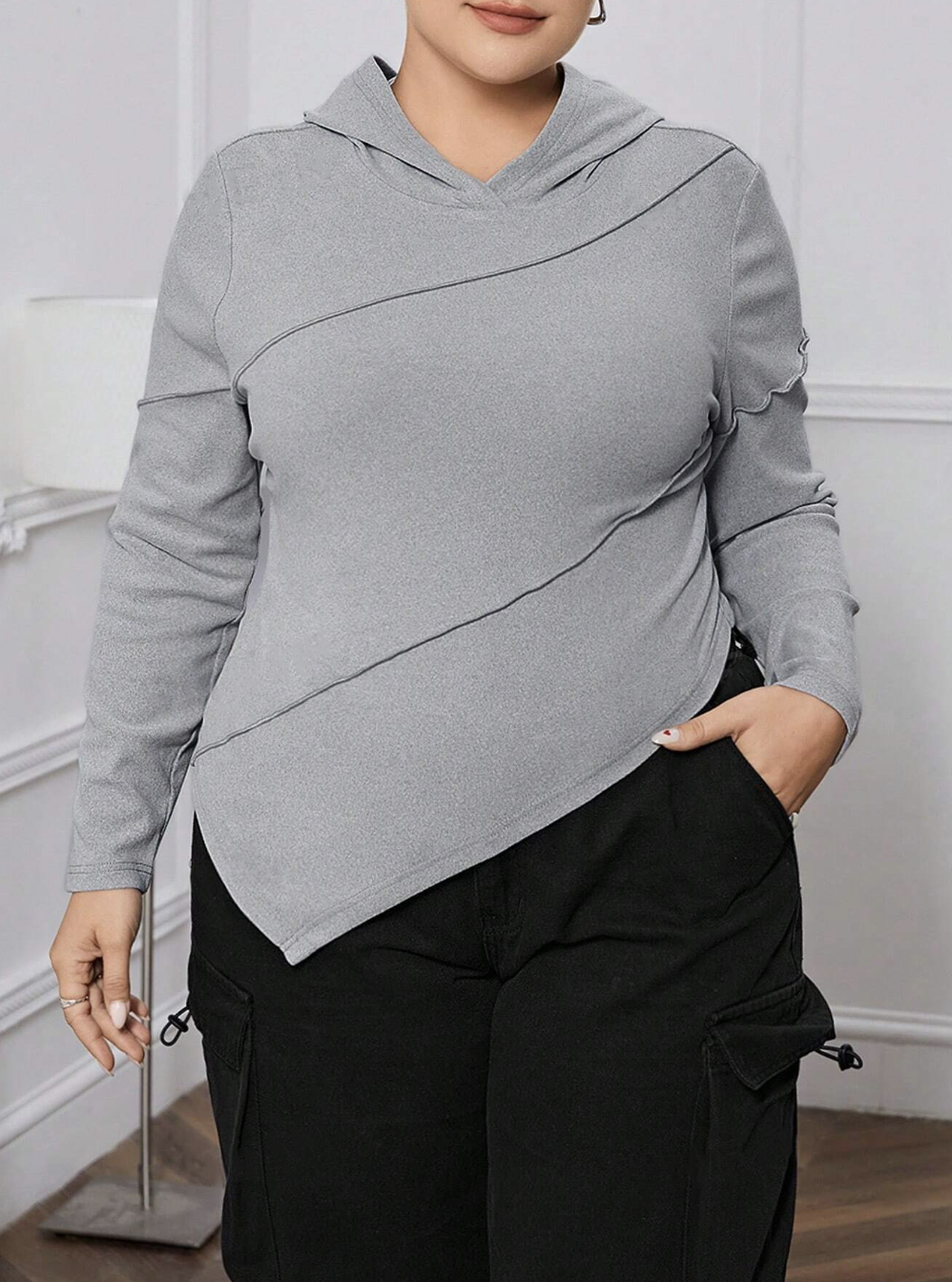 Plus Size Hooded T-shirt