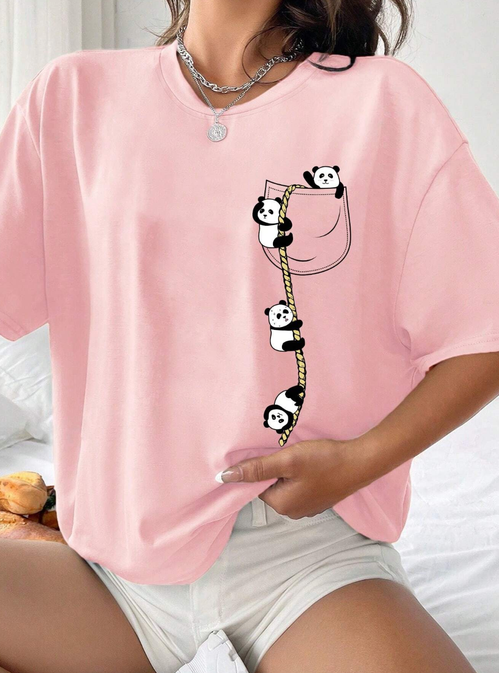 Panda Printed Loose T-shirt