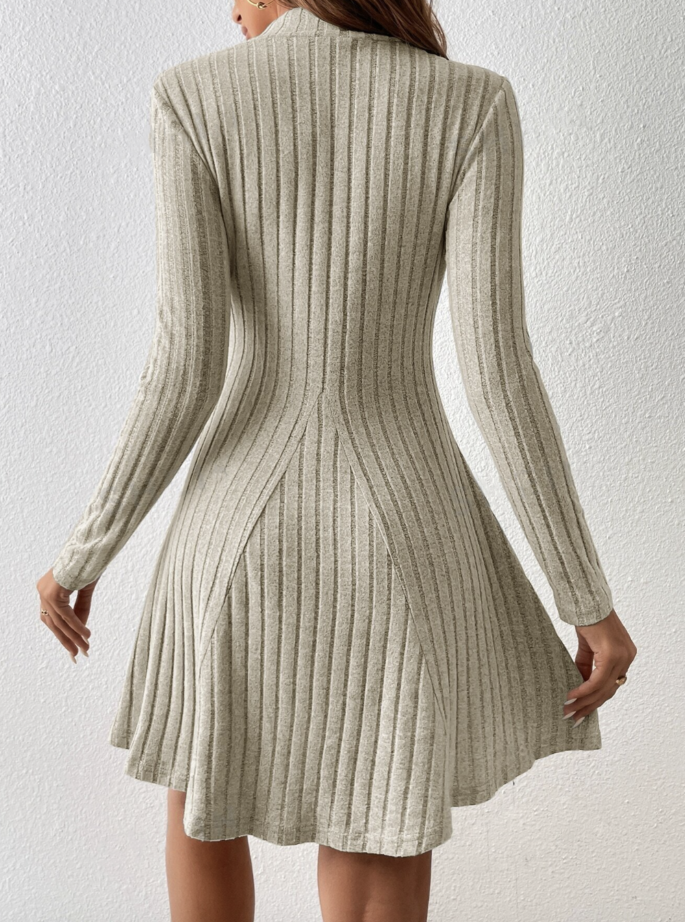 Mock Neck Ribbed Knit Body fitted Dress