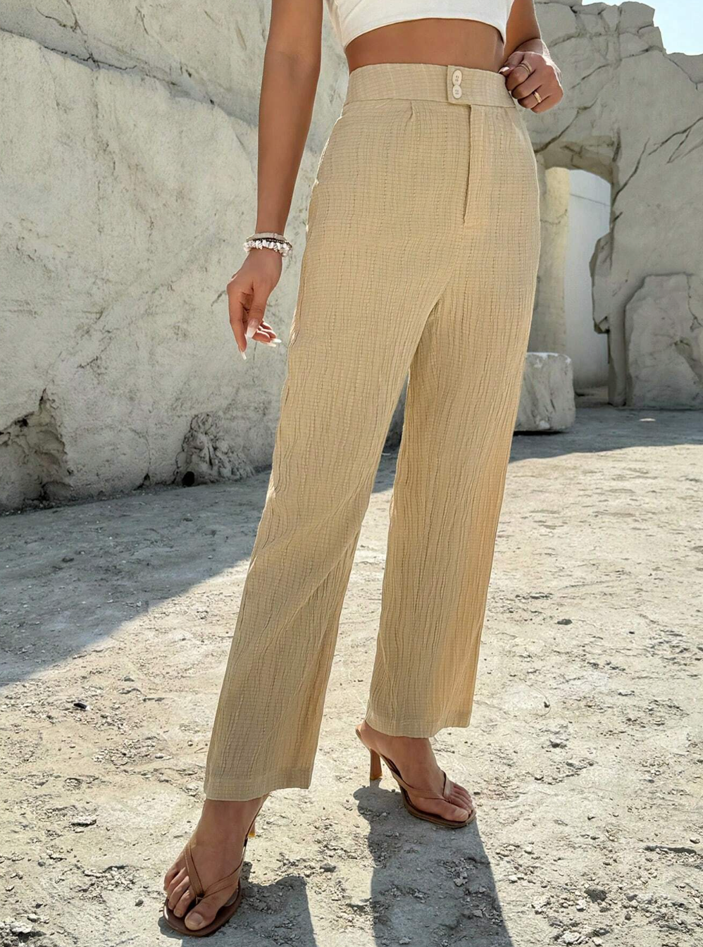 Solid Color Straight Cut Long Formal Pants