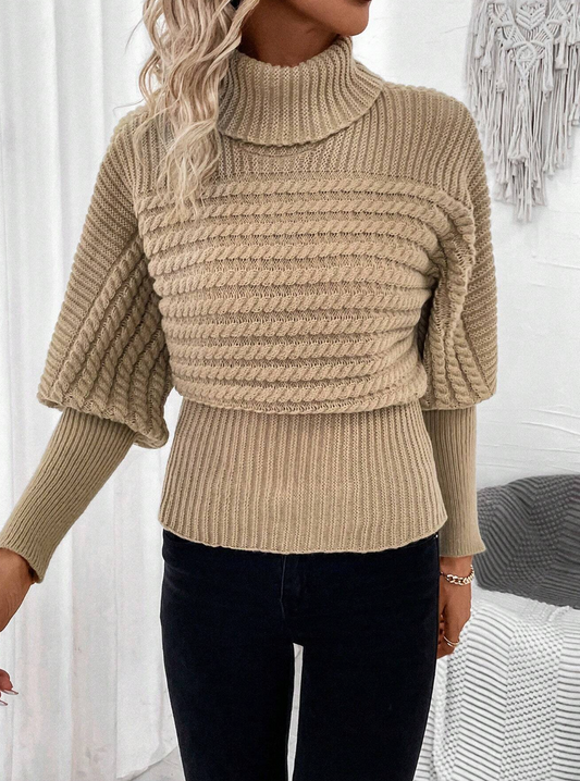 Turtleneck Lantern Sleeve Sweater