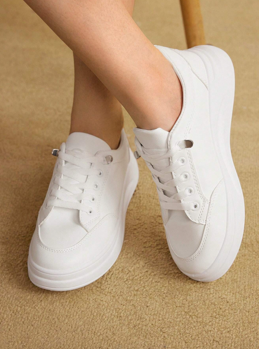 Fashionable Comfortable Lace-Up Casual White Sneaker