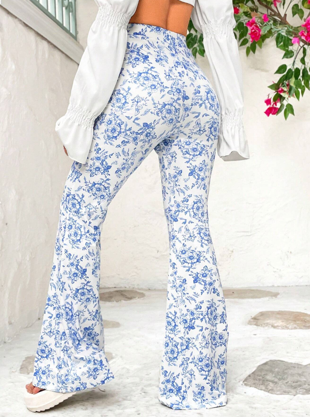 Floral Print Flare Pants