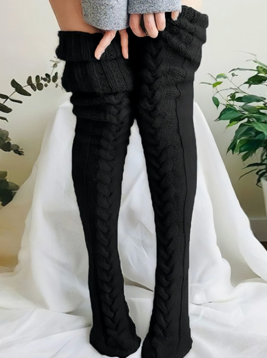 Warm Knit Foot Cover Knee High Thick Stockings