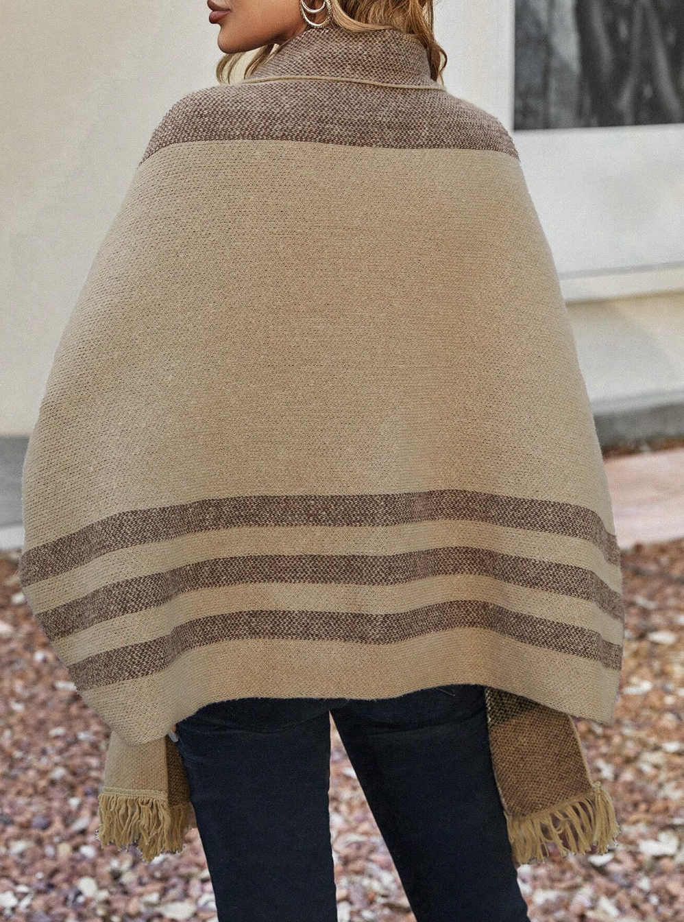 Plaid Batwing Sleeve Cardigan