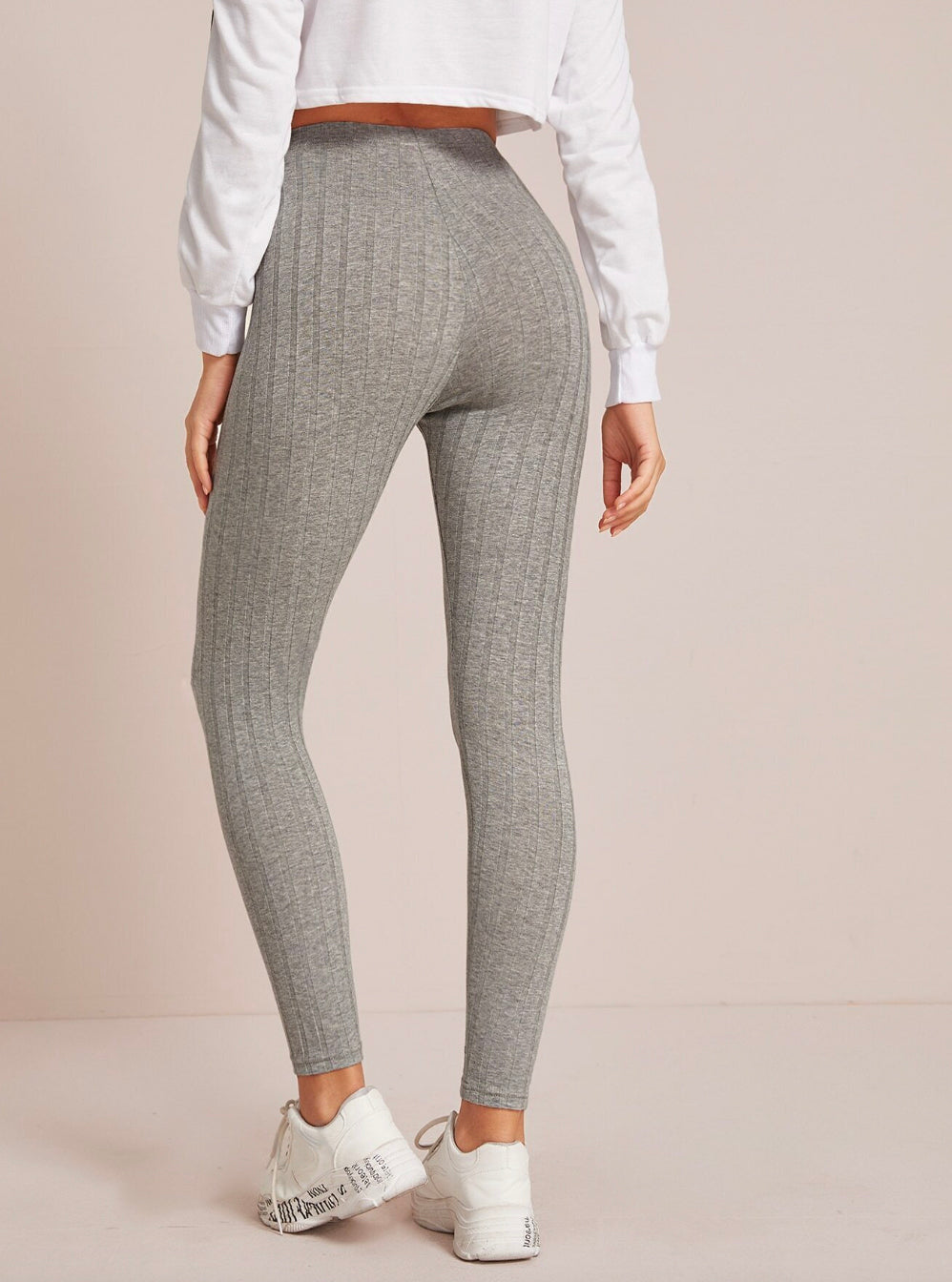 Elastic Waist Rib-knit Leggings