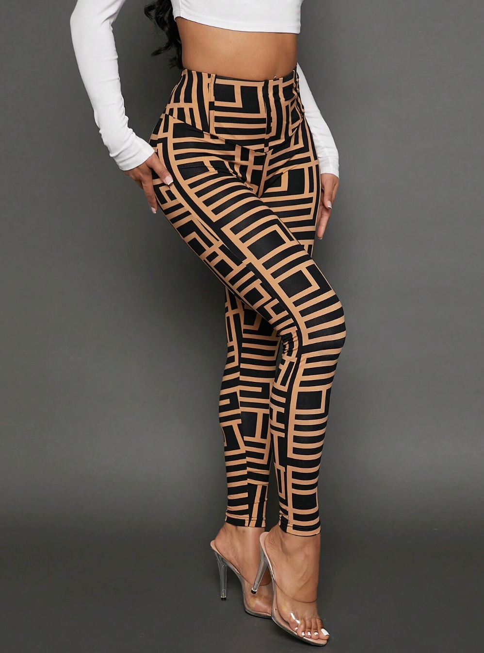 Allover Print High & Irregular Waist Leggings