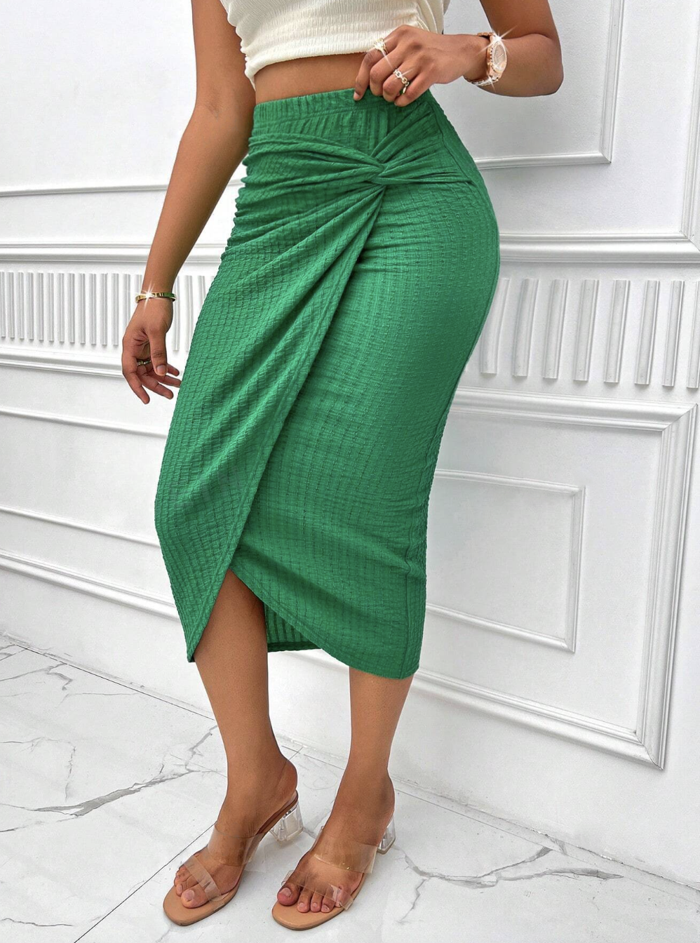 Twist Front Wrap Skirt