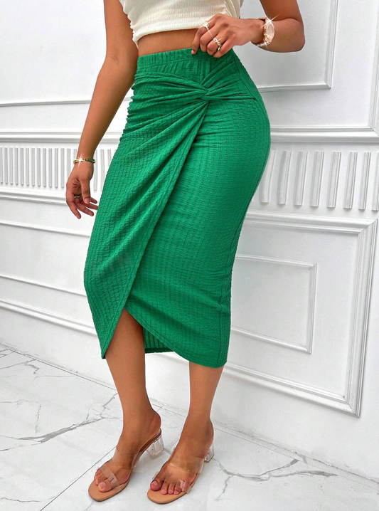 Twist Front Wrap Skirt