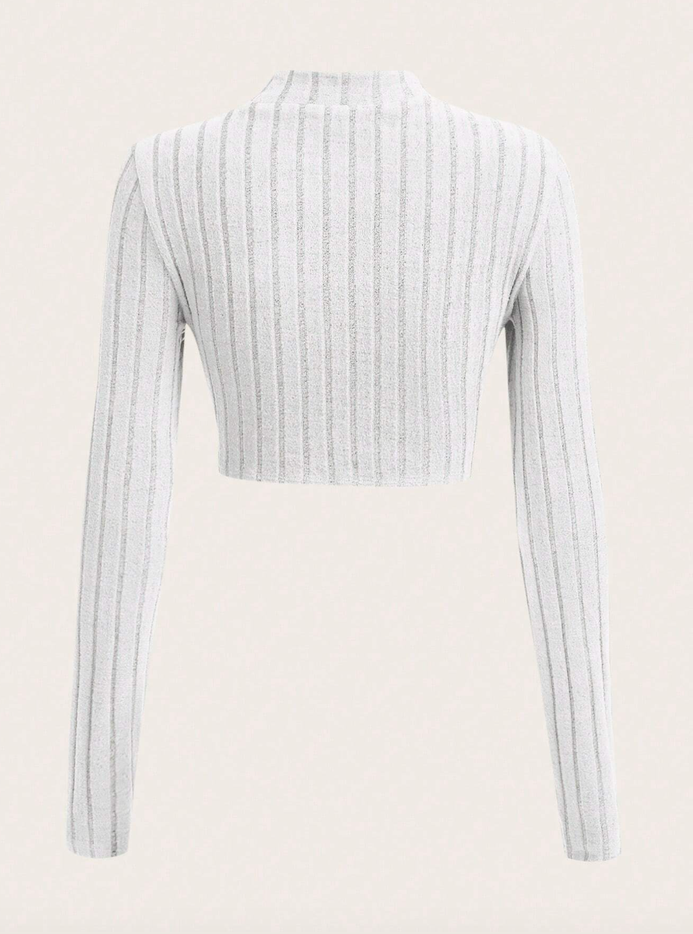 Front Cut  Mock Neck  Crop Tee