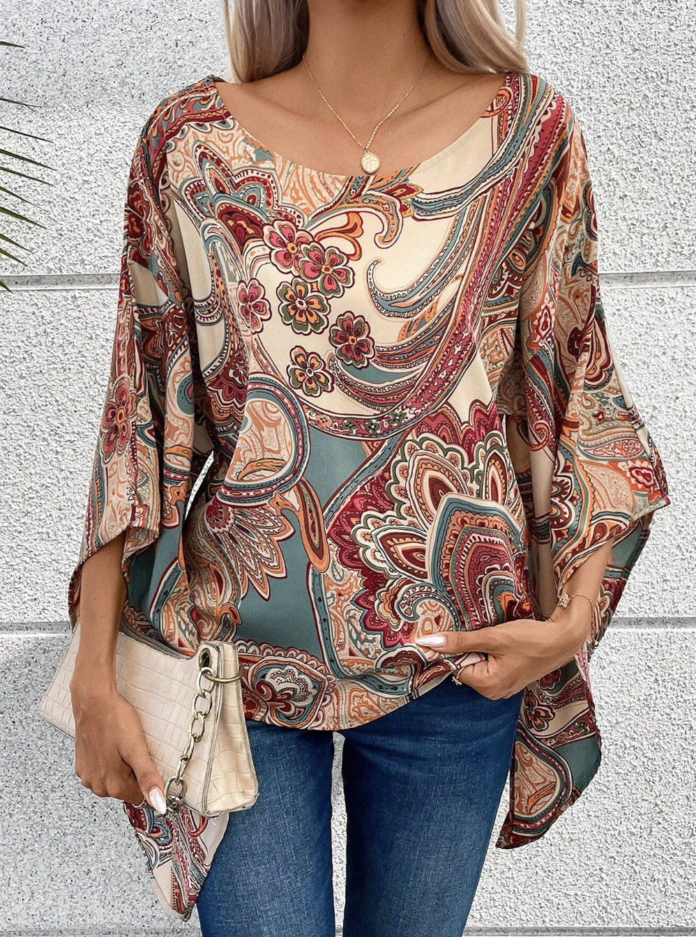 Printed Flare Sleeve T-shirt