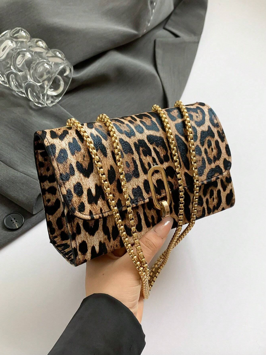 Leopard Print Mini Square Bag