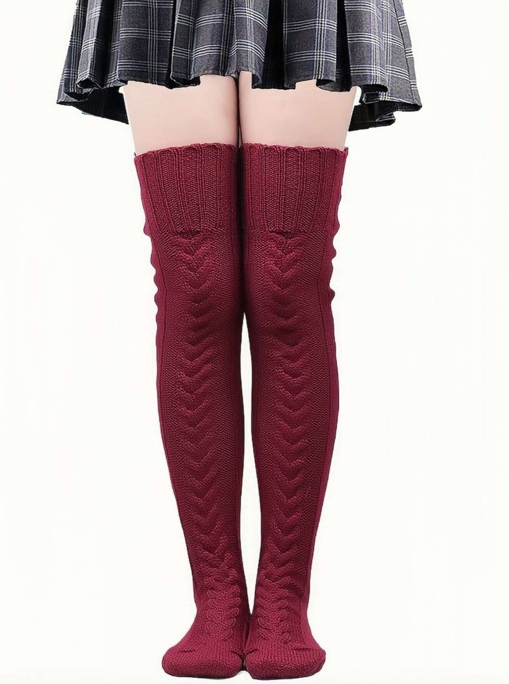 Warm Knit Foot Cover Knee High Thick Stockings