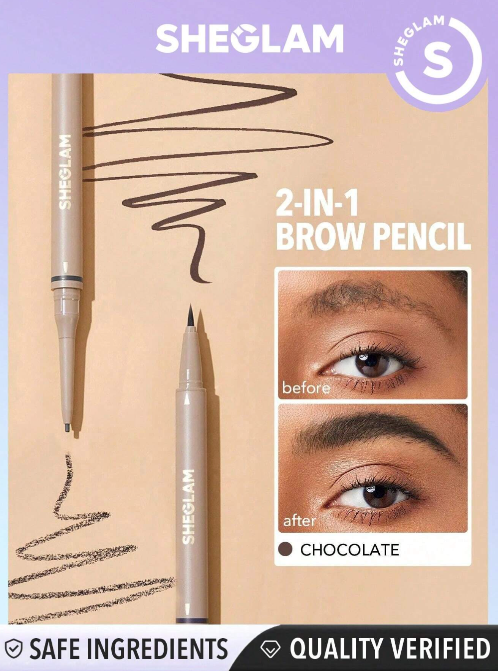 SHEGLAM 2-In-1 Waterproof Sweat-proof Anti-Oil Natural Brow Filling Outlining Liquid Eyebrow Pencil