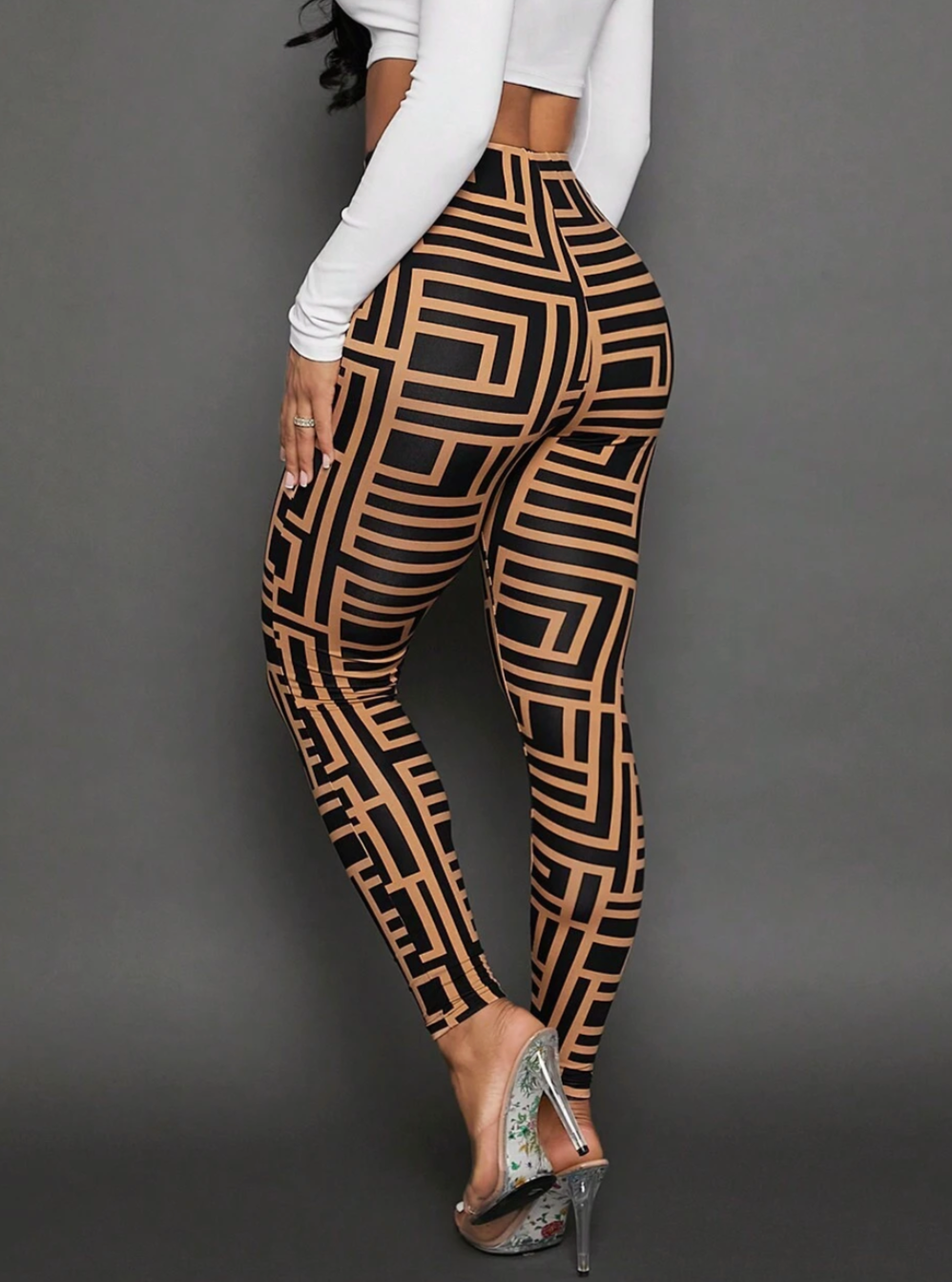 Allover Print High & Irregular Waist Leggings