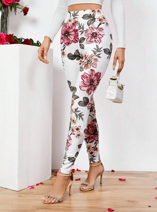 Flower Print High Waist Leggings