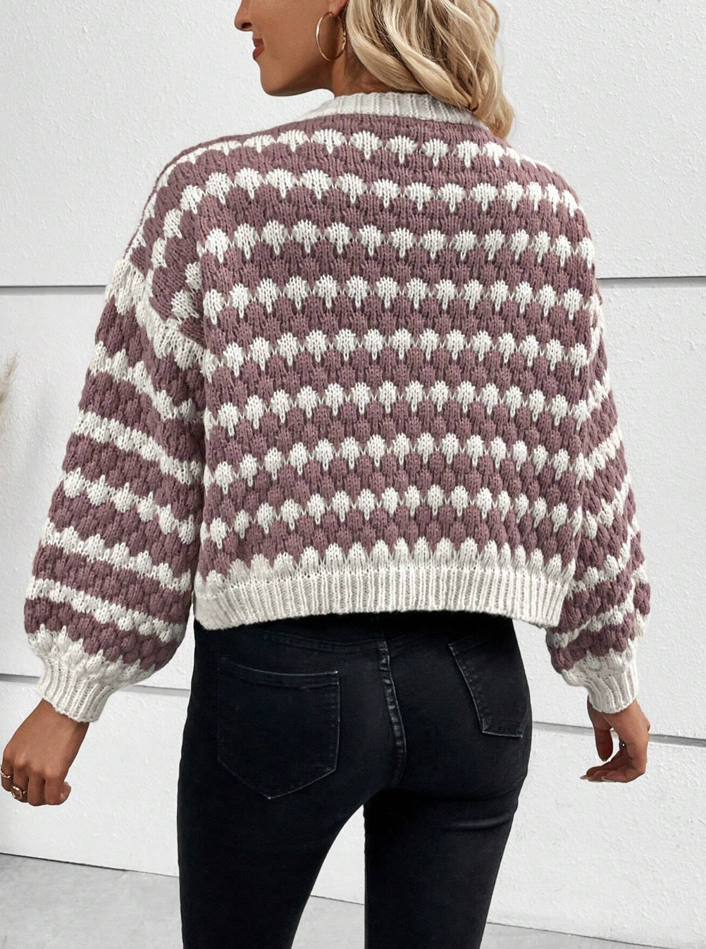 Frenchy Allover Pattern Drop Shoulder Duster Cardigan