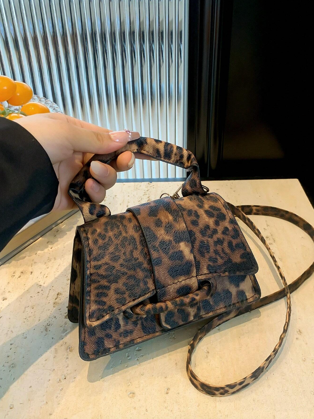 Leopard Print Fashionable Mini Versatile Handbag