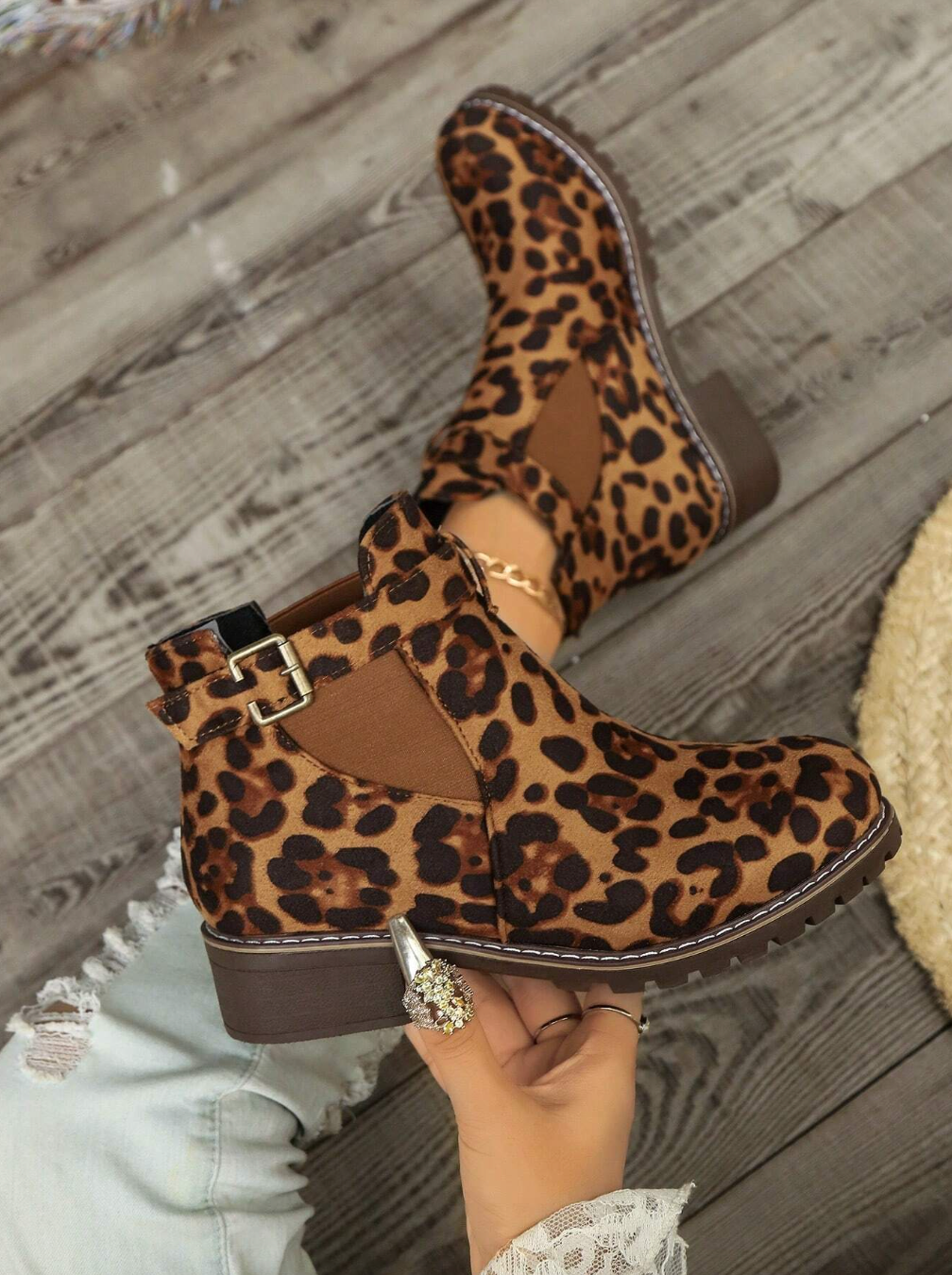 Leopard Print Short Boots