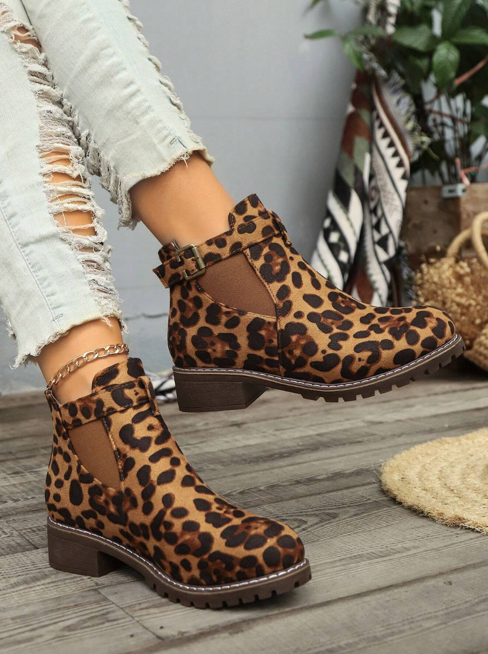 Leopard Print Short Boots