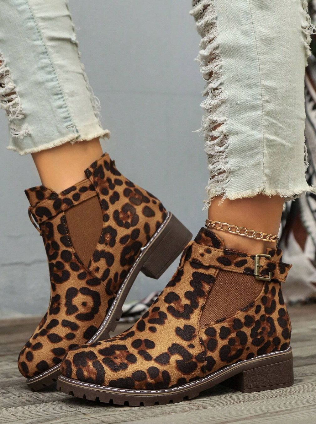 Leopard Print Short Boots